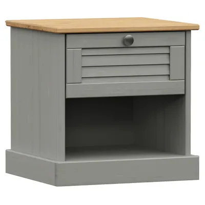 Obrázek produktu pro Noční stolek VIGO šedý 42 x 35 x 42 cm masivní borové dřevo