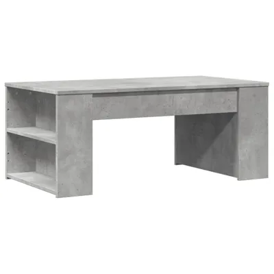 A concrete-effect coffee table with shelves on the left side, shown against a white background.