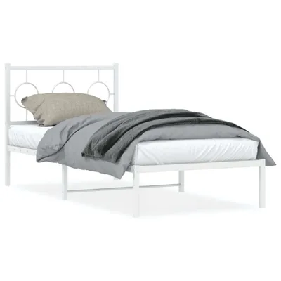 Produktbild von vidaXL Bettgestell mit Kopfteil Metall Weiß 90x200 cm