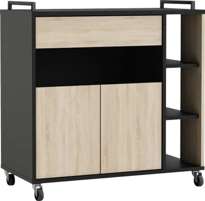 Produktbild von Küchenwagen >Indus< in Sonoma eiche/schwarz - 78x79x40cm (BxHxT)