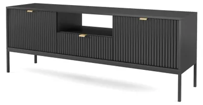 Produktbild von Selsey Vellore – TV-Lowboard mit Schublade und schwarzem Gestell, Schwarz, 154 cm