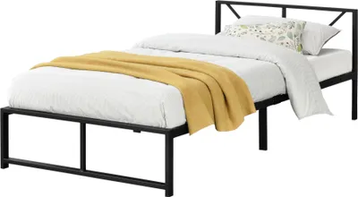 Obrázok produktu pre Kovová posteľ 'Meran' Kovová posteľ Rám postele Jednolôžková posteľ 90 x 200 cm Oceľ čierna