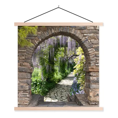 Produktbild von MuchoWow® Textilposter Wald - Aussicht - Steine - Weg 60x60 cm mit holzfarbenen Rahmen - Wanddekoration