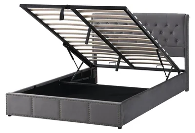Obrázek produktu pro Postel s pružinovou základnou - Postel s úložným prostorem - Dvoulůžko - Postel do ložnice - Hydraulická postel - Postel s úložným prostorem