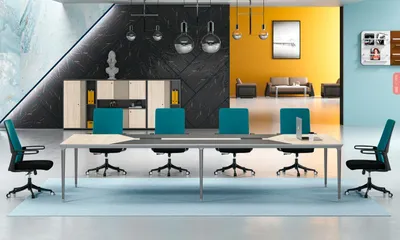 Immagine prodotto di Tavolo da conferenza Tavolo da ufficio Tavolo da lavoro Scrivania Legno Grigio Grande