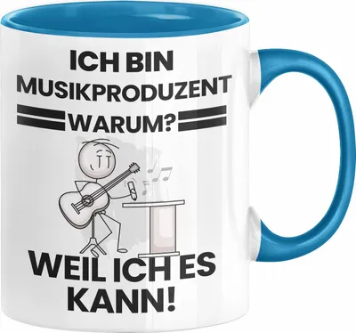 Produktbild von Musikproduzent Geschenk Tasse Lustiger Spruch Ich Bin Musikproduzent Warum Weil Ich Es Kann Geschenkidee Bester Musikproduzent Geburtstag Kaffee-Becher (Blau)