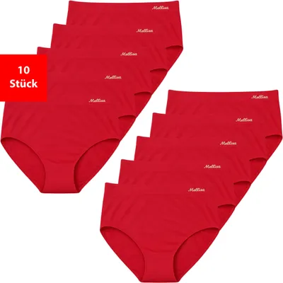 Produktbild von Taillenslip Damen Slips 5er-10er Pack Pantys Unterwäsche Microfaser elastisch - Rot XL 10er Pack