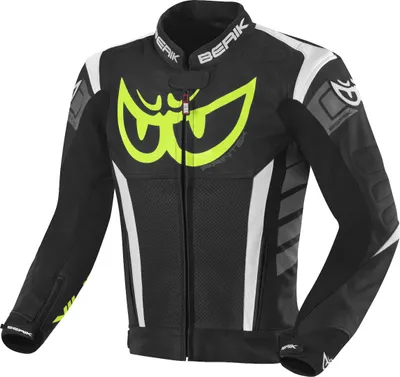 Produktbild von Berik Zakura Motorrad Lederjacke, schwarz/weiß/gelb/grau, 56