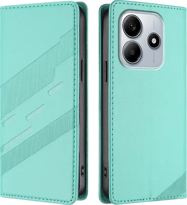 Produktbild von Hülle für Xiaomi Redmi Note 14 5G / Poco M7 Pro 5G, Kunstleder Brieftaschen Handyhülle mit Kartenfach und Standfunktion Türkis