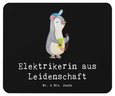 Produktbild von Mr. & Mrs. Panda Mauspad Elektrikerin Leidenschaft - Schwarz - Geschenk, Ausbildung, Spruch, Lustig, Mousepad, computer, laptop, Gesellenprüfung, Witzig, pc, Mouse Pad