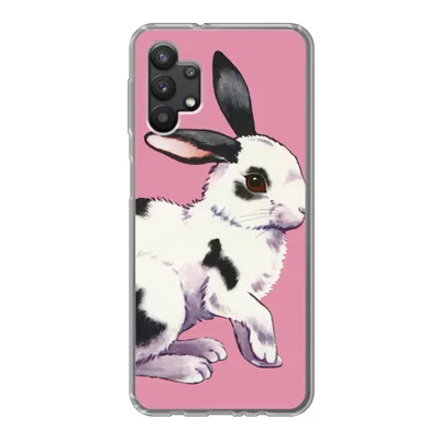 Produktbild von MuchoWow® Handyhülle Schutzhülle Hülle für Samsung Galaxy A32 5G Kaninchen mit rosa Hintergrund Silikon Softcase Handy Hülle - Softcase