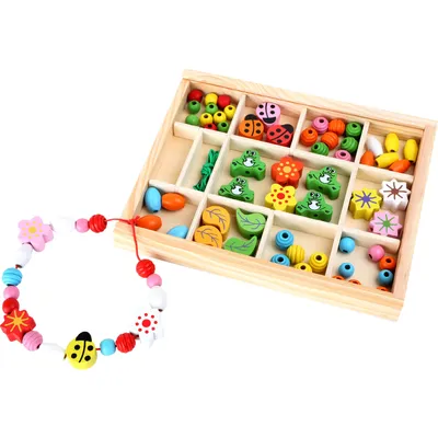 Produktbild von Small Foot 10151 Fädelspiel Holzperlen im Kasten, bunt (1 Stück)