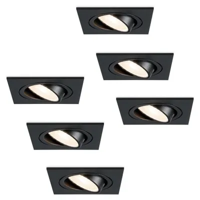 Produktbild von hoftronic LED Einbaustrahler 4W 345 Lumen 4000K Schwarz 6er Set