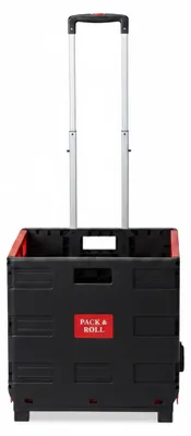 Produktbild von 10 x Einkaufstrolley klappbar im Set, Teleskop-Griff, 2 Gummi Rollen, bis 35 kg, Shopping Trolley, Aluminium, ABS, rot