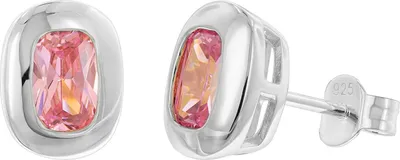 trendor 21440-09 Damen-Ohrringe 925 Silber Ohrstecker Zirkonia Pink 1