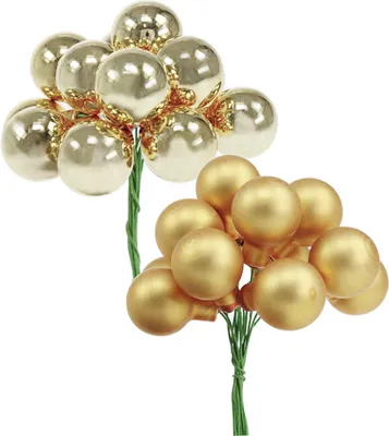 Produktbild von Weihnachtliche Spiegelbeeren im Gold Mix, Glanz & Matt, 25mm, 140 Stück, Dekokugeln für Adventskranz und Gestecke