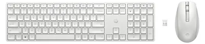 Zdjęcie produktu dla HP Zestaw bezprzewodowej klawiatury i myszy 650, Pełnowymiarowy (100%), Bezprzewodowy, RF Wireless, Membranowa, Biały, Dołączona myszka