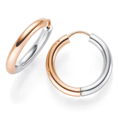 Produktbild von Creole Creolen 21x3mm 585 Gold weiß/rot bicolor Ohrringe Ohrschmuck rund Damen
