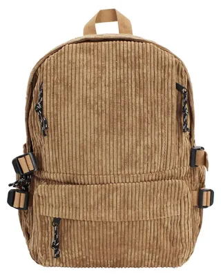 Productafbeelding van Corduroy rugzak met laptopvak, voor dames en meisjes, bruin, 27x12x41 cm