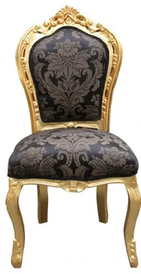 Produktbild von Casa Padrino Barock Esszimmer Stuhl Schwarz Muster / Gold - Antik Möbel