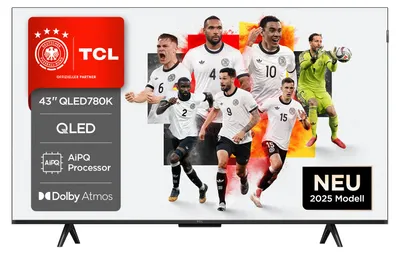 Produktbild von TCL 43QLED780K, 109,2 cm (43"), 3840 x 2160 Pixel, 4K Ultra HD, QLED, Smart-TV, Schwarz