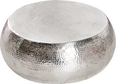 Produktbild von riess-ambiente Runder Couchtisch ORIENT 80cm silber Metall Aluminium Hammerschlag Design Beistelltisch Tisch