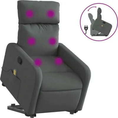 Produktbild von vidaXL Massagesessel mit Aufstehhilfe Dunkelgrau Stoff
