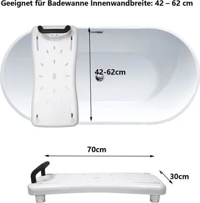 Image de LZQ Siège de bain pour personnes âgées (70 cm), siège de bain, siège de bain, siège de bain, siège de bain en plastique, chaise de salle de bain, avec poignée noire