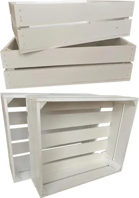 Produktbild von 3er Set Weiß Holzkisten 50 x 40 x 15 cm massive Weinkisten in vielen Farben zur Auswahl Holz Kisten Obstkisten Apfelkisten, holzregal.
