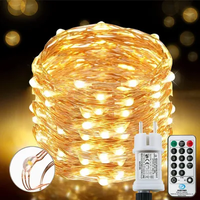 Lichtkette 220 LEDs 25 m 8 Modi wasserdicht Kupfer warmweiß