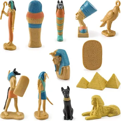 Obrázek produktu pro 12 miniaturních PVC figurek egyptských bohů, kolekce na téma starověkého Egypta pro výzdobu večírků