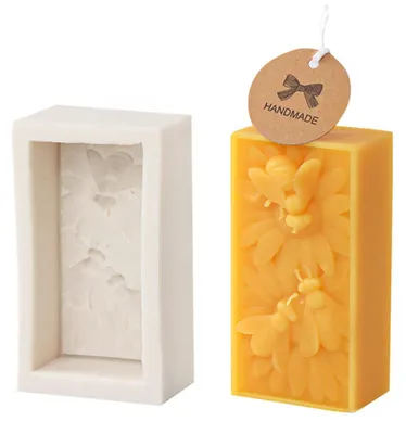 Silikonform Biene & Blume, 1 Stück, klein, weiß, für Kerzen & Seife