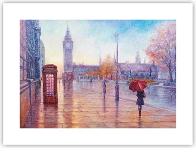 Produktbild von Poster - Poster ohne Rahmen - Groß Ben Regenschirm - 40x30 cm - Wand Bild - Wanddeko - Wandbilder - Kunstposter - Wandposter - Bilder - Kunstdruck - Wanddekoration - Wandbild - P2XAA40x30-4394
