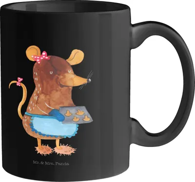 Produktbild von Mr. & Mrs. Panda Tasse Maus Kekse - Schwarz - Geschenk, Weihnachten, Winter, Kaffeebecher, Plätzchen, Weihnachtskekse, Henkelpott, haferl, keramik, Teetasse