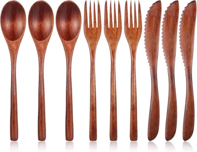 Produktbild von EH Nanmu Holz Besteckset Löffel Gabel Schaber 9-teilig