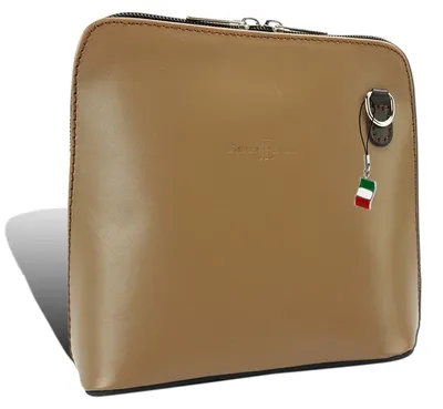 Imagen del producto de Bolso de mano para mujer, color taupe, de cuero genuino, modelo D2OTF109C