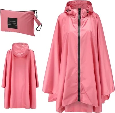 Produktbild von Wasserdichte Poncho für Erwachsene, wasserdichte Regenjacke, wiederverwendbare Regenponcho mit Kapuze, für Damen und Herren, ideal zum Wandern