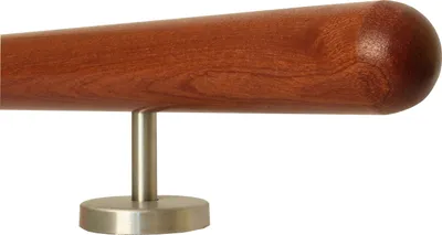 Produktbild von TIBU Mahagoni Holz Handlauf Geländer 0,3m - 5m, Länge 170 cm, Ende Halbkugel gefräst und 3 gerade Halter