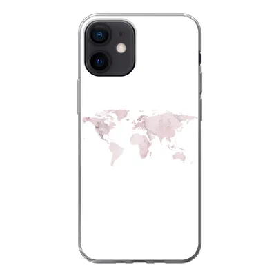 Produktbild von MuchoWow® Handyhülle Schutzhülle Hülle für iPhone 12 Weltkarte - Marmor - Rosa Silikon Softcase Handy Hülle - Schutzhülle