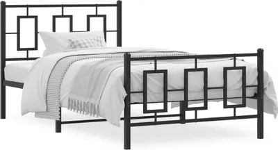 Image de vidaXL Cadre de lit avec tête et pied de lit en métal noir 100x200 cm