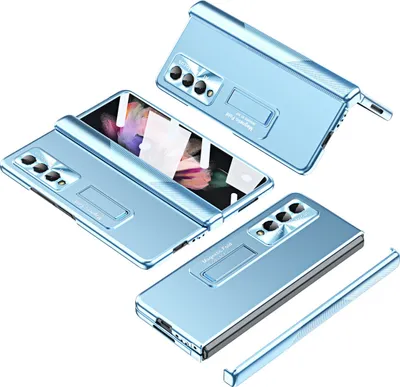 Obrázek produktu pro Pouzdro pro Samsung Galaxy Z Fold 3 5G, magnetická ochrana pantu, objektivu a displeje, galvanizovaná tvrdý PC modré