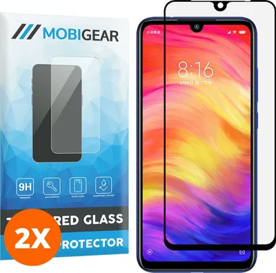 Produktbild von Mobigear Premium 4.99 Xiaomi Redmi Note 7 Panzerglas Gehärtetes Glas Displayschutz - Hüllenfreundlich - Schwarz (2er Pack)