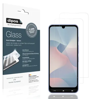 Produktbild von 2x Schutzfolie für ZTE Kantan Sumaho5 - Anti-Shock 9H Folie dipos Glass Kunststoffglas