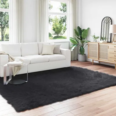 Produktbild von vidaXL Teppich aus Kunstschaffell TAFALLA Schwarz 200 x 280 cm