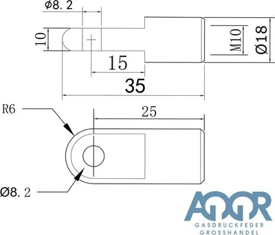 Produktbild von Auge M10 25mm Ø8,2mm Ø10,2mm Zubehör für Gasdruckfedern Augenaufnahme