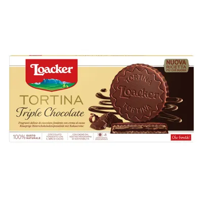 Produktbild von Loacker Tortina Tripple Chocolate Zartbitterschokoladenwaffeln 63g