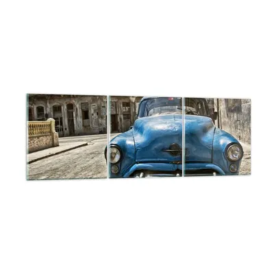 Produktbild von Bilder auf glas - Auto Retro Kuba Havanna - 120x40cm - Glasbilder - Wandbilder - Kunstdruck - zum Aufhängen bereit - Wanddekoration aus Glas - Glas Bilder - Wandbild auf Glas - GCA120x40-2461