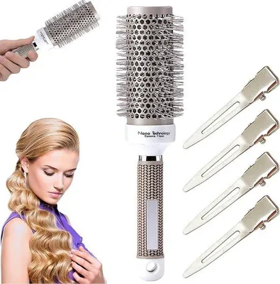 Obrázek produktu pro Kulatá kartáč na styling vlasů – Keramický kulatý kartáč – Snižuje krepatění – Ideální pro objemný účes