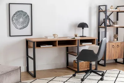 Image de Skye Decor, Emro- EmroPUQ, couleur noyer,noir, tables basses, 75,8x150x58,4 cm, 100% panneau de particules mélaminé