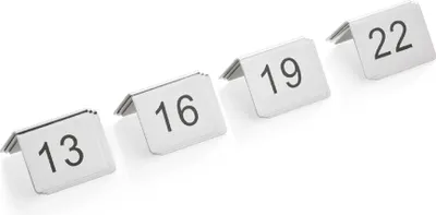 Produktbild von Tischnummernschild / Hinweisschild, Aufsteller, CNS, 12-teilig, 1-36 wählbar : Tischnummernschild Set, 12-teilig, 13-24 Variante: Tischnummernschild Set 13-24